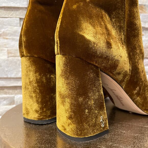 Sam Edelman 8.5 Codie Rust Velvet Ankle Boots | Block Heel, Luxe Holiday Shoe - Picture 7 of 11
